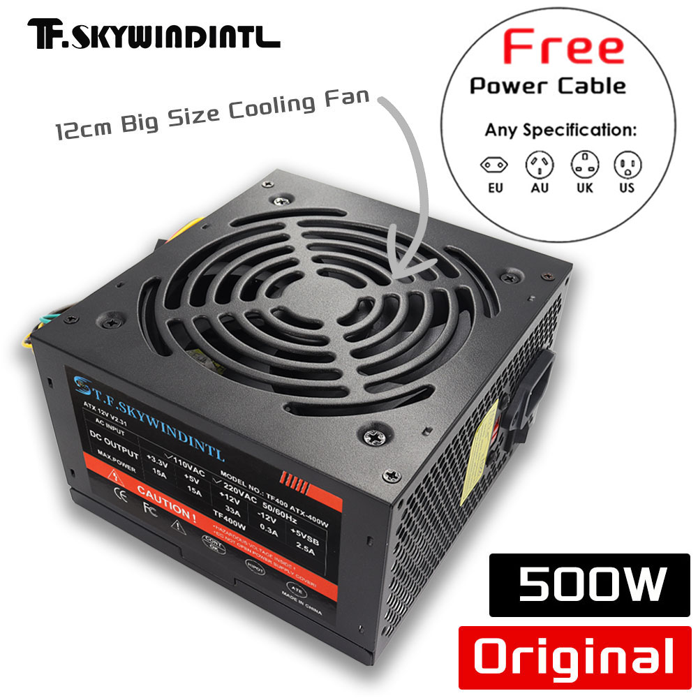 Power Supply 750W - مزود طاقة ATX أسود بقوة 500