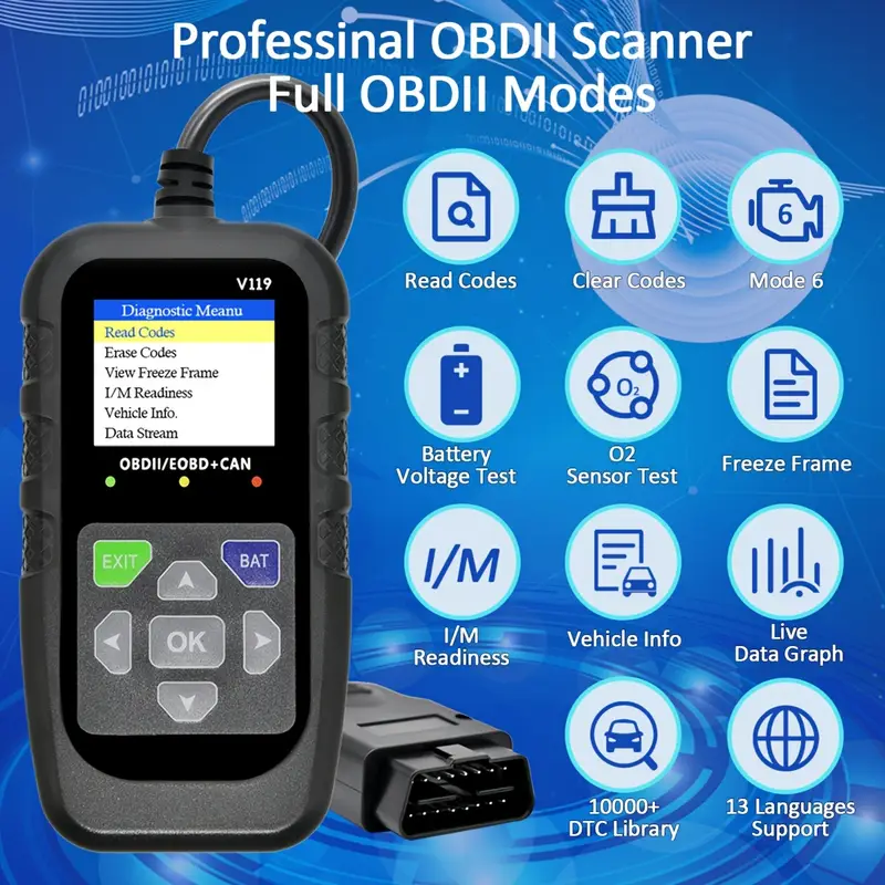 ماسح ضوئي V119 OBD2 لقراءة الأ - مراجعة Power Supply Tester وسعره