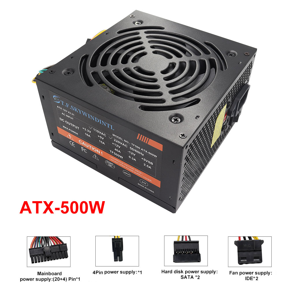 مزود طاقة ATX أسود بقوة 500 وا - مراجعة Power Supply 750W وسعره